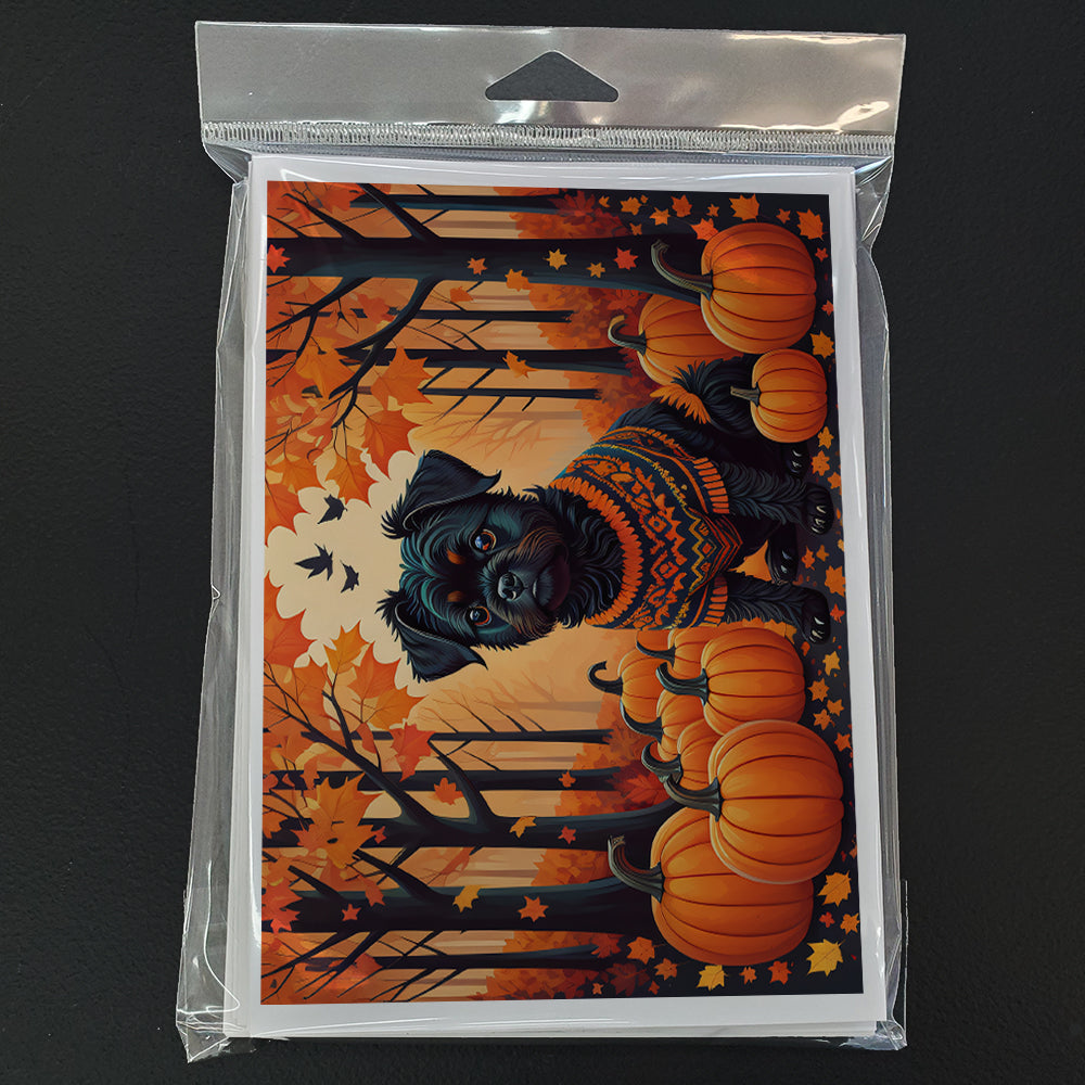 Affenpinscher Fall Greeting Cards Pack of 8 Blank Cards with Envelopes Whimsical A7 Size 5x7
