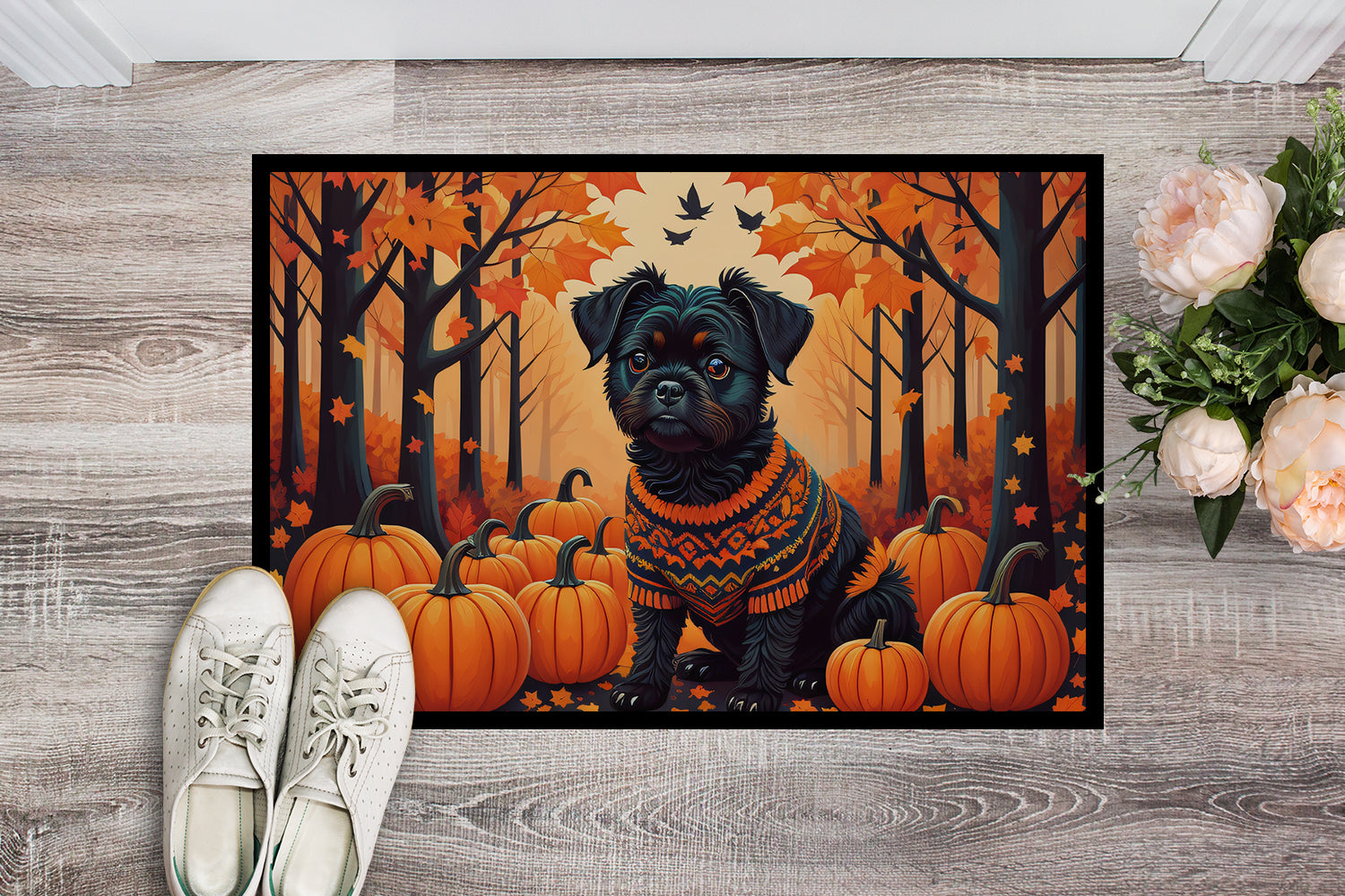 Affenpinscher Fall Doormat Indoor Outdoor 24H X 36W Front Door Mat Rugs for Entryway, Non Slip Washable Low Pile,