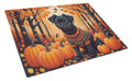 Affenpinscher Fall Cutting Board Tempered Glass Kitchen Cutting Surface, Heat Resistant Chopping, Non-Slip Feet, Food Prep & Serving