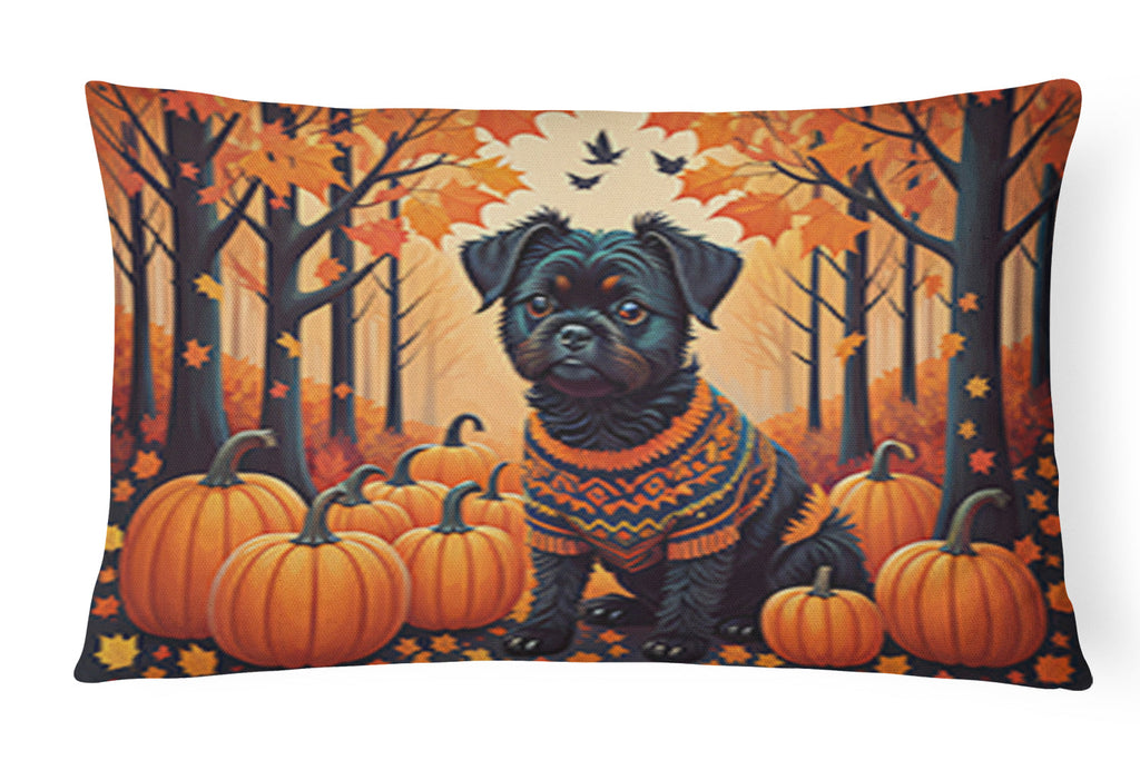 Affenpinscher Fall Decorative Throw Pillow 12x16 Indoor Outdoor Accent Cushion, Fabric Cover with Insert for Sofa, Bed, Porch & Living Room