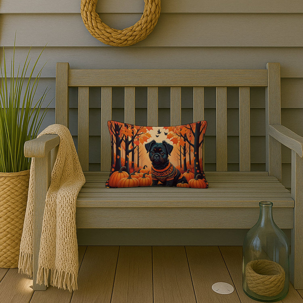 Affenpinscher Fall Decorative Throw Pillow 12x16 Indoor Outdoor Accent Cushion, Fabric Cover with Insert for Sofa, Bed, Porch & Living Room