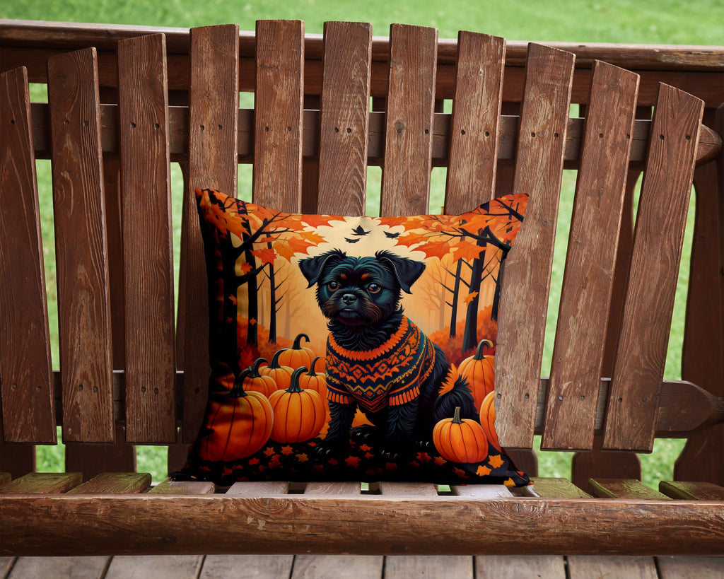 Affenpinscher Fall Decorative Throw Pillow 14x14 Indoor Outdoor Accent Cushion, Fabric Cover with Insert for Sofa, Bed, Porch & Living Room