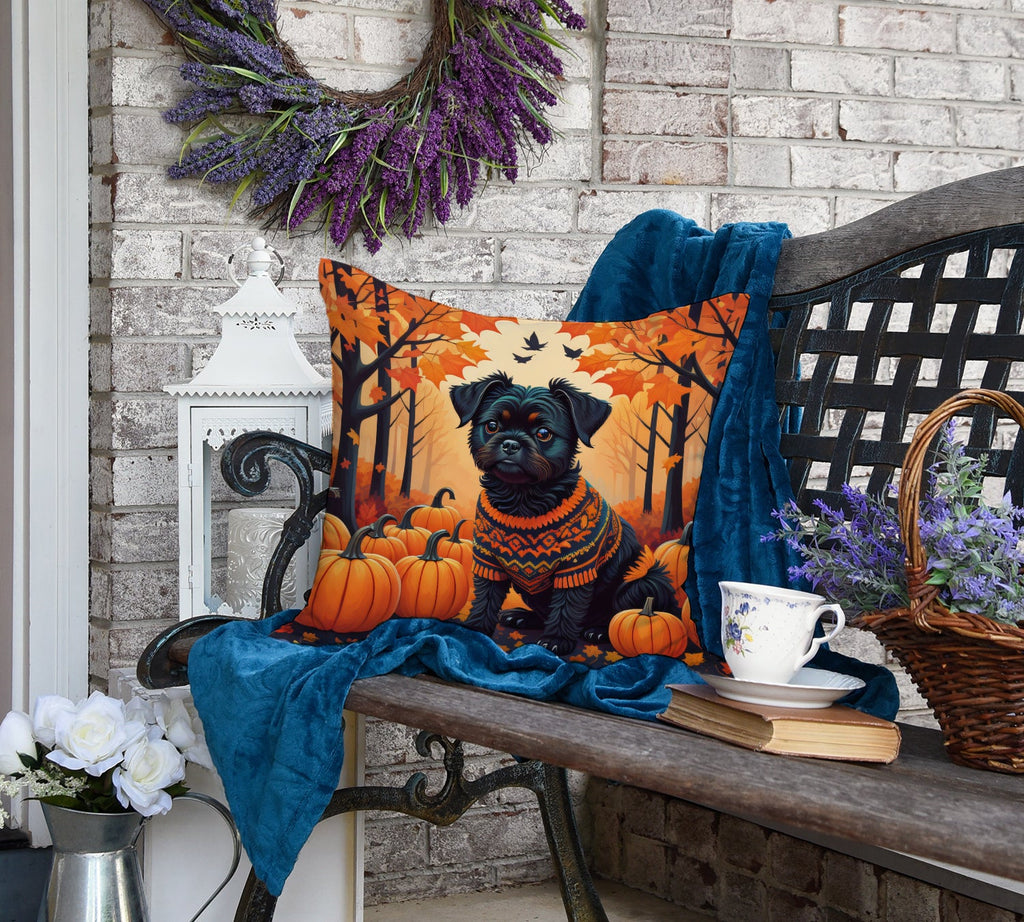 Affenpinscher Fall Decorative Throw Pillow 18x18 Indoor Outdoor Accent Cushion, Fabric Cover with Insert for Sofa, Bed, Porch & Living Room