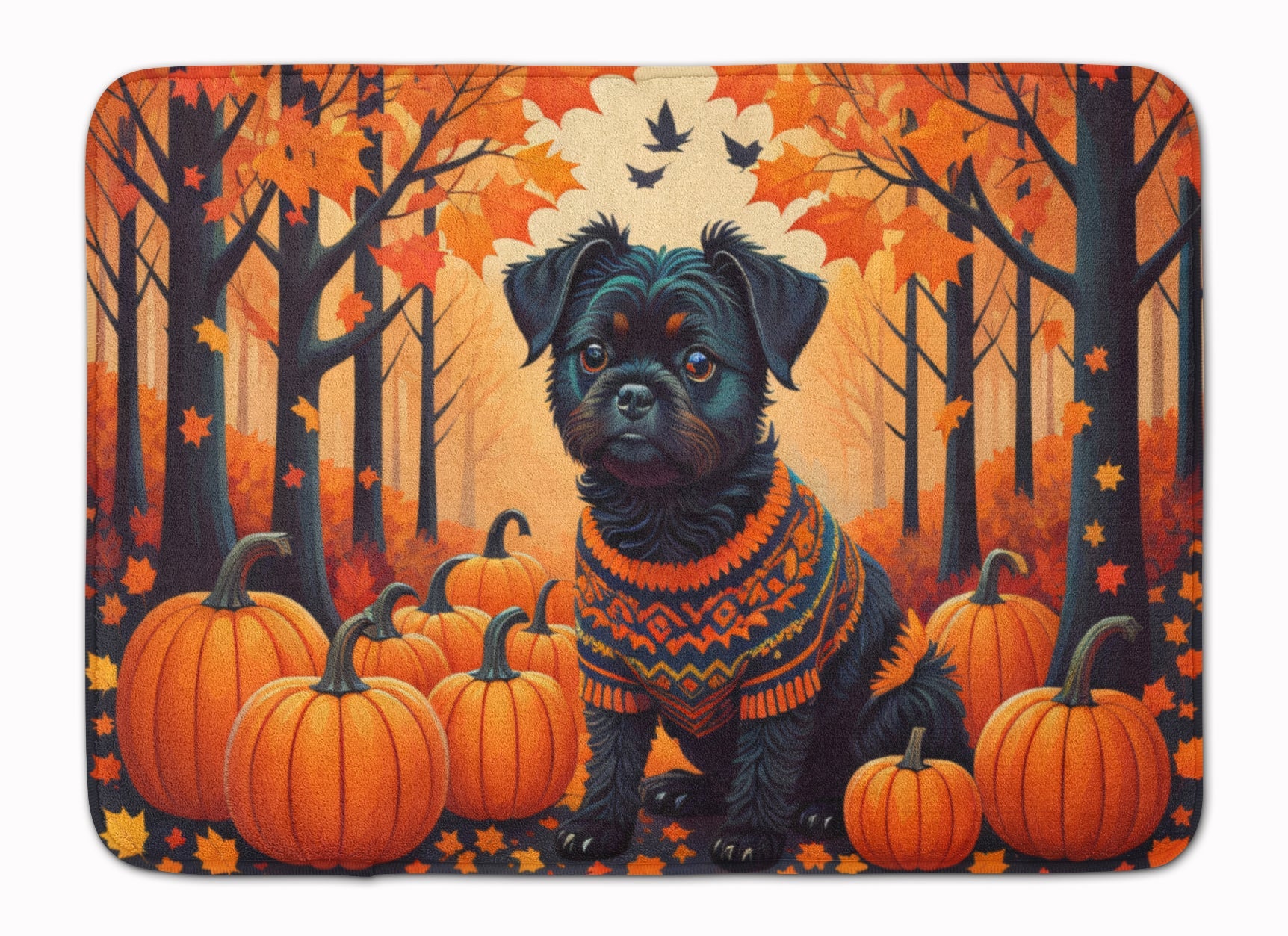 Affenpinscher Fall Memory Foam Kitchen Mat Machine Washable Anti-Fatigue Cushion Comfort Bath or Kitchen Rug