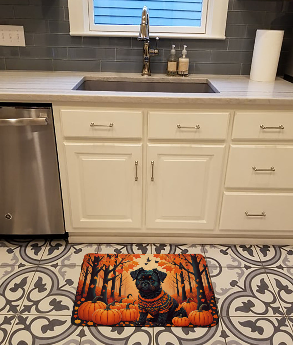 Affenpinscher Fall Memory Foam Kitchen Mat Machine Washable Anti-Fatigue Cushion Comfort Bath or Kitchen Rug
