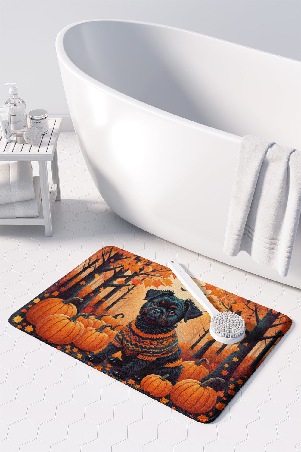 Affenpinscher Fall Memory Foam Kitchen Mat Machine Washable Anti-Fatigue Cushion Comfort Bath or Kitchen Rug