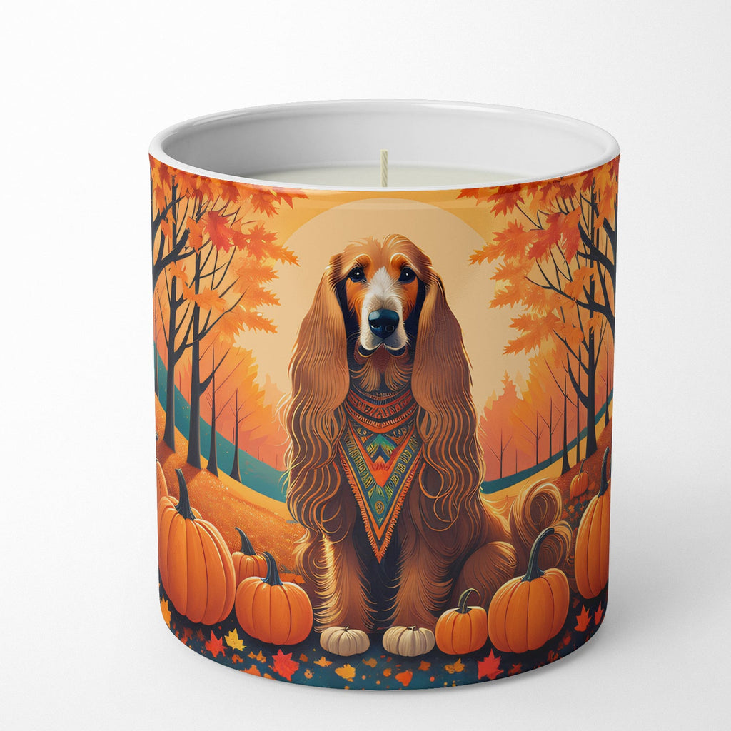 Afghan Hound Fall Decorative Soy Candle Nature Soy Wax Essential Oil Home Decor Ideal for Bedroom Kitchen Bath Office Gift, 10 oz