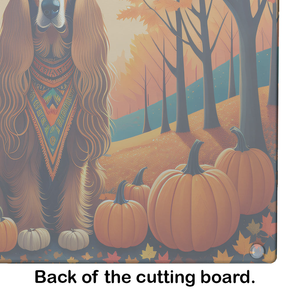 Afghan Hound Fall Cutting Board Tempered Glass Kitchen Cutting Surface, Heat Resistant Chopping, Non-Slip Feet, Food Prep & Serving