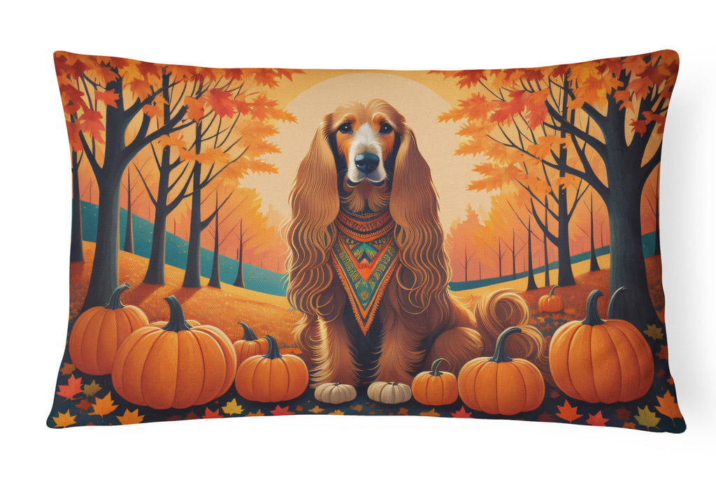 Afghan Hound Fall Decorative Throw Pillow 12x16 Indoor Outdoor Accent Cushion, Fabric Cover with Insert for Sofa, Bed, Porch & Living Room