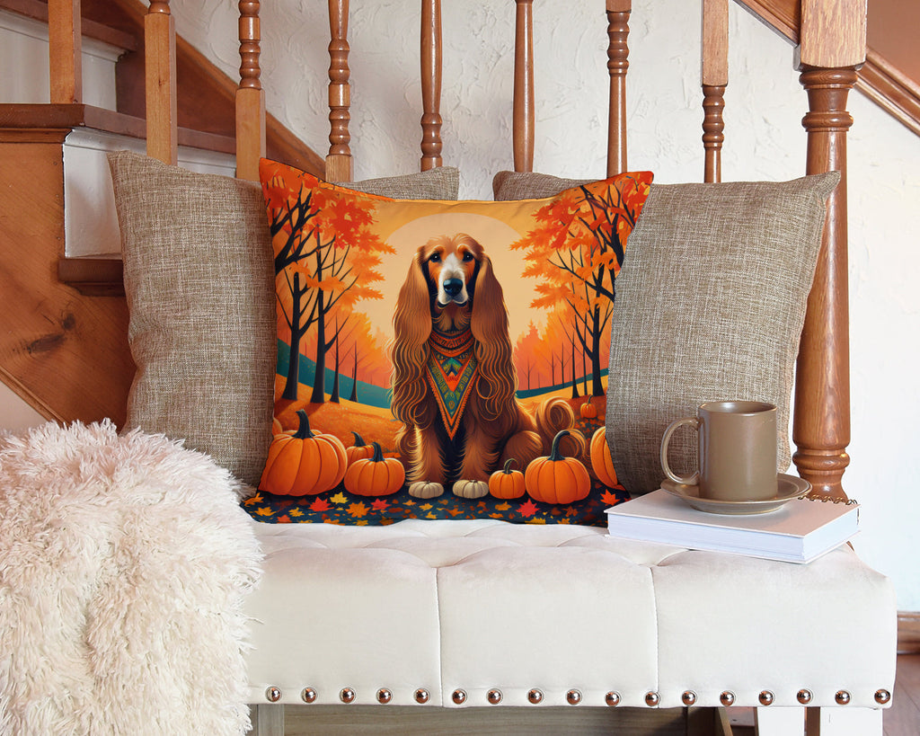 Afghan Hound Fall Decorative Throw Pillow 14x14 Indoor Outdoor Accent Cushion, Fabric Cover with Insert for Sofa, Bed, Porch & Living Room