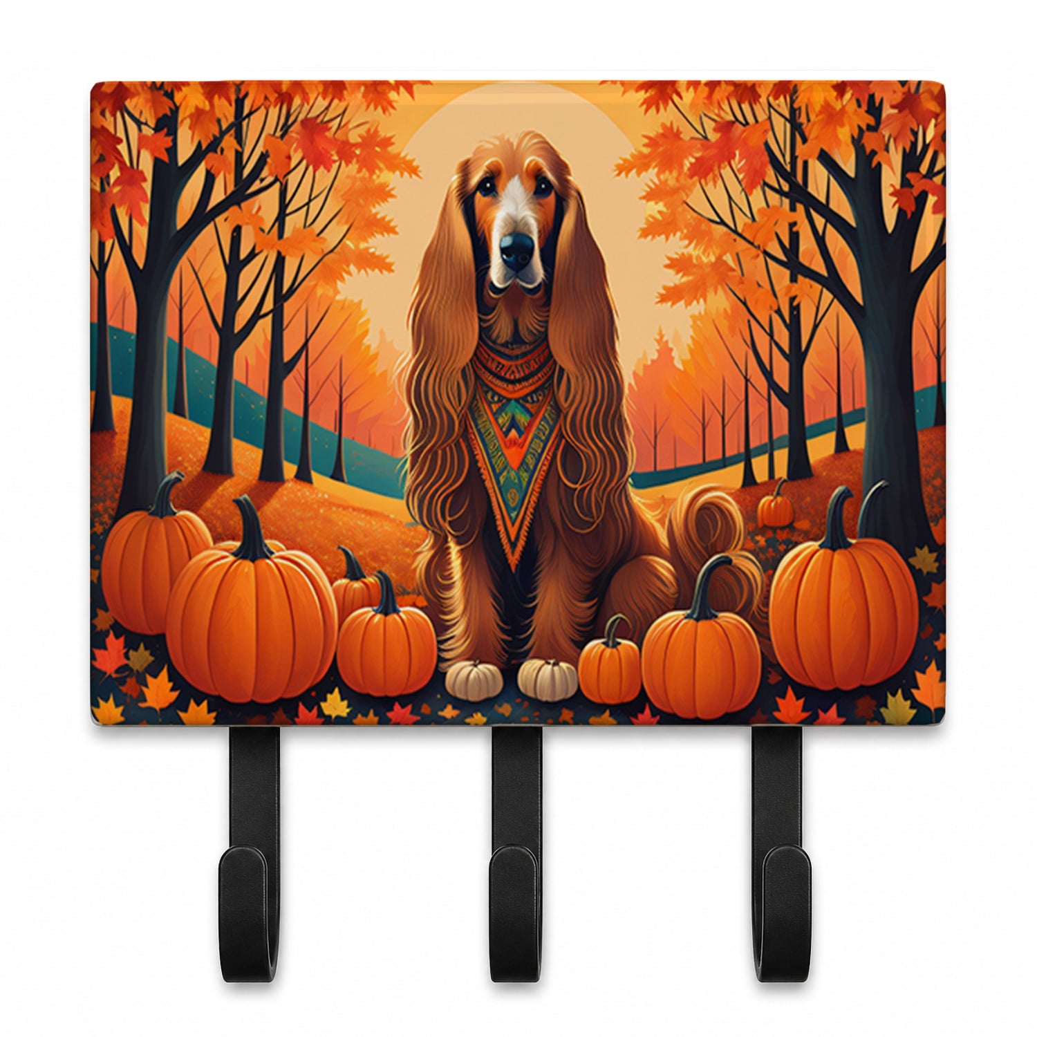 Afghan Hound Fall Leash or Key Holder Wall Hooks, Coat Rack Wall Mount, for Hanging Keys, Towels, Aprons, Leashes
