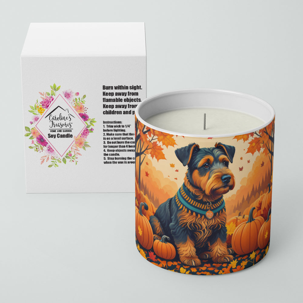 Airedale Terrier Fall Decorative Soy Candle Nature Soy Wax Essential Oil Home Decor Ideal for Bedroom Kitchen Bath Office Gift, 10 oz