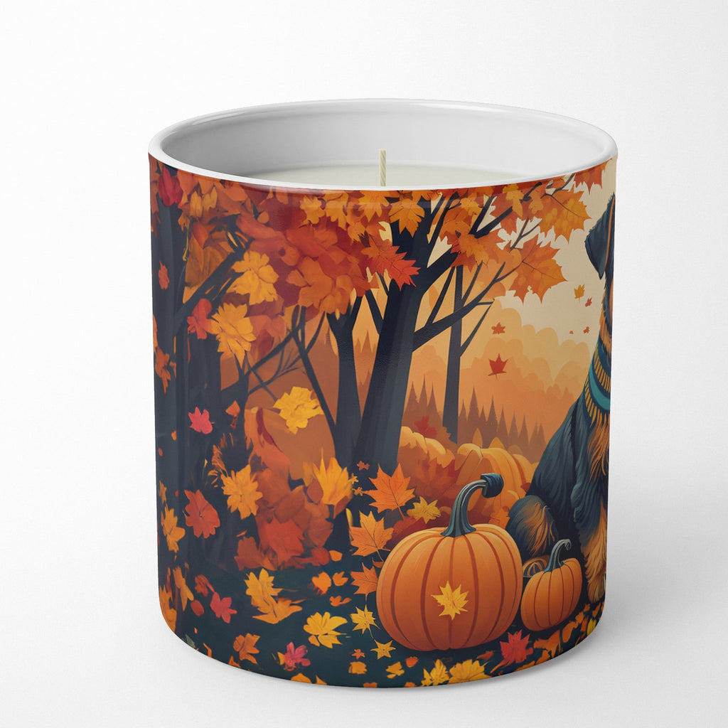 Airedale Terrier Fall Decorative Soy Candle Nature Soy Wax Essential Oil Home Decor Ideal for Bedroom Kitchen Bath Office Gift, 10 oz