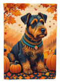 Airedale Terrier Fall House Flag 28x40 Porch Sleeve Pole Decorative Outside Yard Banner Artwork Wall Hanging, Polyester