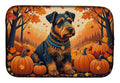 Airedale Terrier Fall Dish Drying Mat Absorbent Dish Drying Mat Pad for Kitchen Counter Dish Drainer Mat for Countertop, 14 x 21", Multicolor
