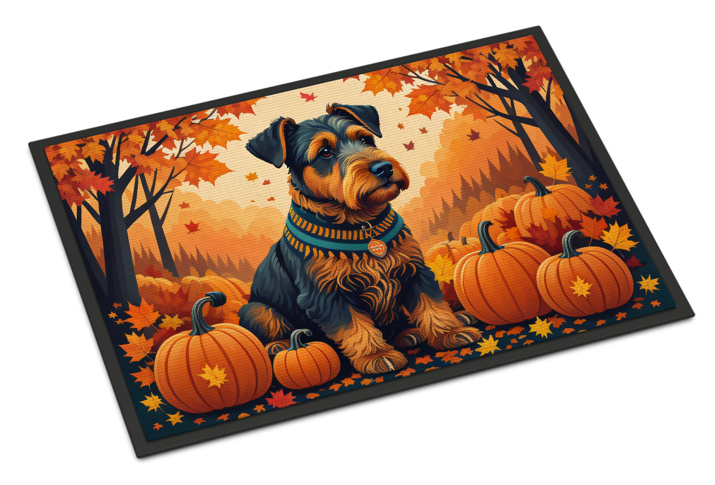 Airedale Terrier Fall Doormat Indoor Outdoor 24H X 36W Front Door Mat Rugs for Entryway, Non Slip Washable Low Pile,