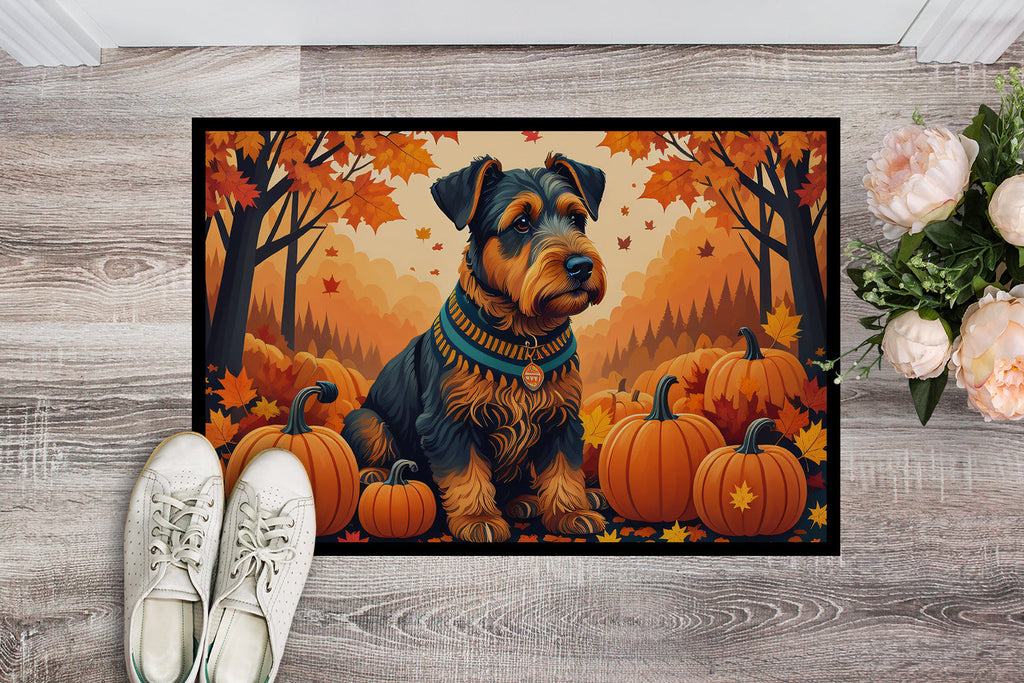 Airedale Terrier Fall Doormat Indoor Outdoor 18H X 27W Front Door Mat Rugs for Entryway, Non Slip Washable