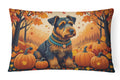 Airedale Terrier Fall Decorative Throw Pillow 12x16 Indoor Outdoor Accent Cushion, Fabric Cover with Insert for Sofa, Bed, Porch & Living Room