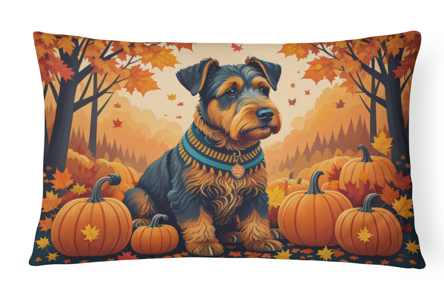 Airedale Terrier Fall Decorative Throw Pillow 12x16 Indoor Outdoor Accent Cushion, Fabric Cover with Insert for Sofa, Bed, Porch & Living Room