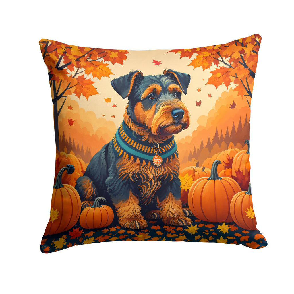Airedale Terrier Fall Decorative Throw Pillow 14x14 Indoor Outdoor Accent Cushion, Fabric Cover with Insert for Sofa, Bed, Porch & Living Room
