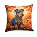 Airedale Terrier Fall Decorative Throw Pillow 18x18 Indoor Outdoor Accent Cushion, Fabric Cover with Insert for Sofa, Bed, Porch & Living Room