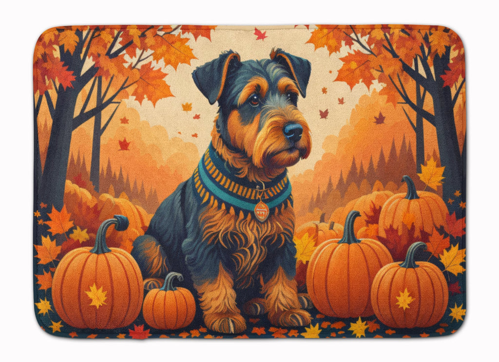Airedale Terrier Fall Memory Foam Kitchen Mat Machine Washable Anti-Fatigue Cushion Comfort Bath or Kitchen Rug