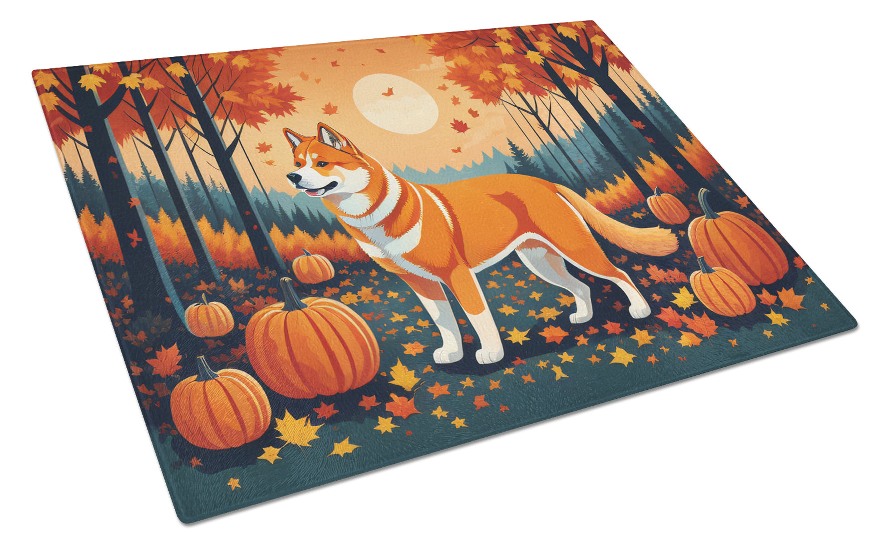 Akita Fall Cutting Board Tempered Glass Kitchen Cutting Surface, Heat Resistant Chopping, Non-Slip Feet, Food Prep & Serving