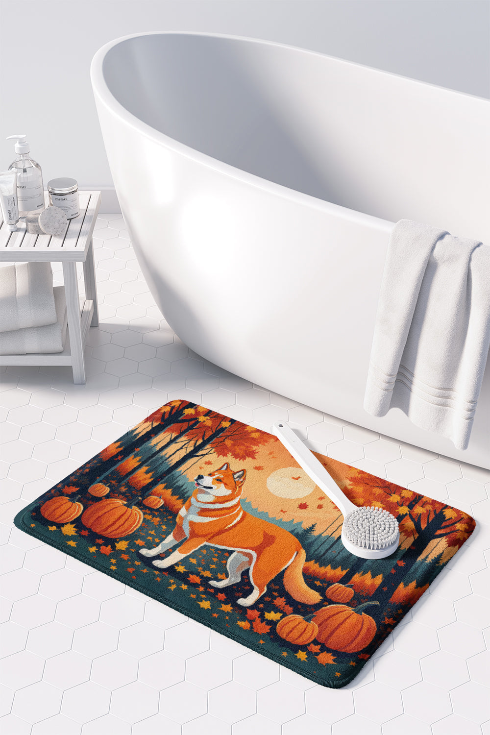 Akita Fall Memory Foam Kitchen Mat Machine Washable Anti-Fatigue Cushion Comfort Bath or Kitchen Rug