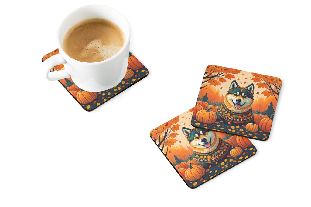 Akita Fall Foam Coasters Set of 4 Cup Coasters for Indoor Outdoor, Tabletop Protection, Anti Slip, Mouse pad Material