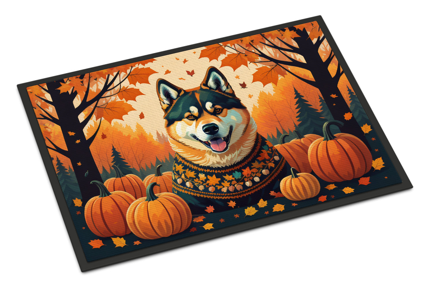 Akita Fall Doormat Indoor Outdoor 24H X 36W Front Door Mat Rugs for Entryway, Non Slip Washable Low Pile,