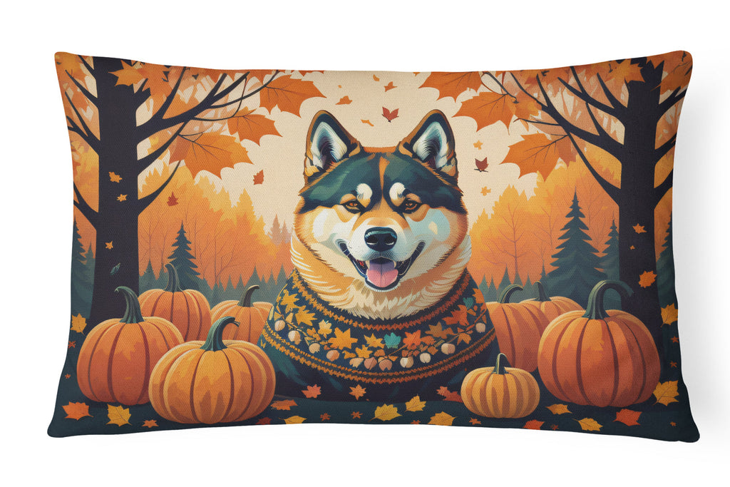 Akita Fall Decorative Throw Pillow 12x16 Indoor Outdoor Accent Cushion, Fabric Cover with Insert for Sofa, Bed, Porch & Living Room