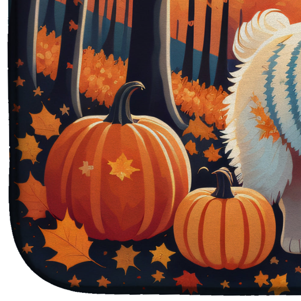 American Eskimo Fall Dish Drying Mat Absorbent Dish Drying Mat Pad for Kitchen Counter Dish Drainer Mat for Countertop, 14 x 21", Multicolor