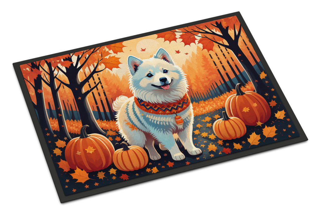 American Eskimo Fall Doormat Indoor Outdoor 24H X 36W Front Door Mat Rugs for Entryway, Non Slip Washable Low Pile,