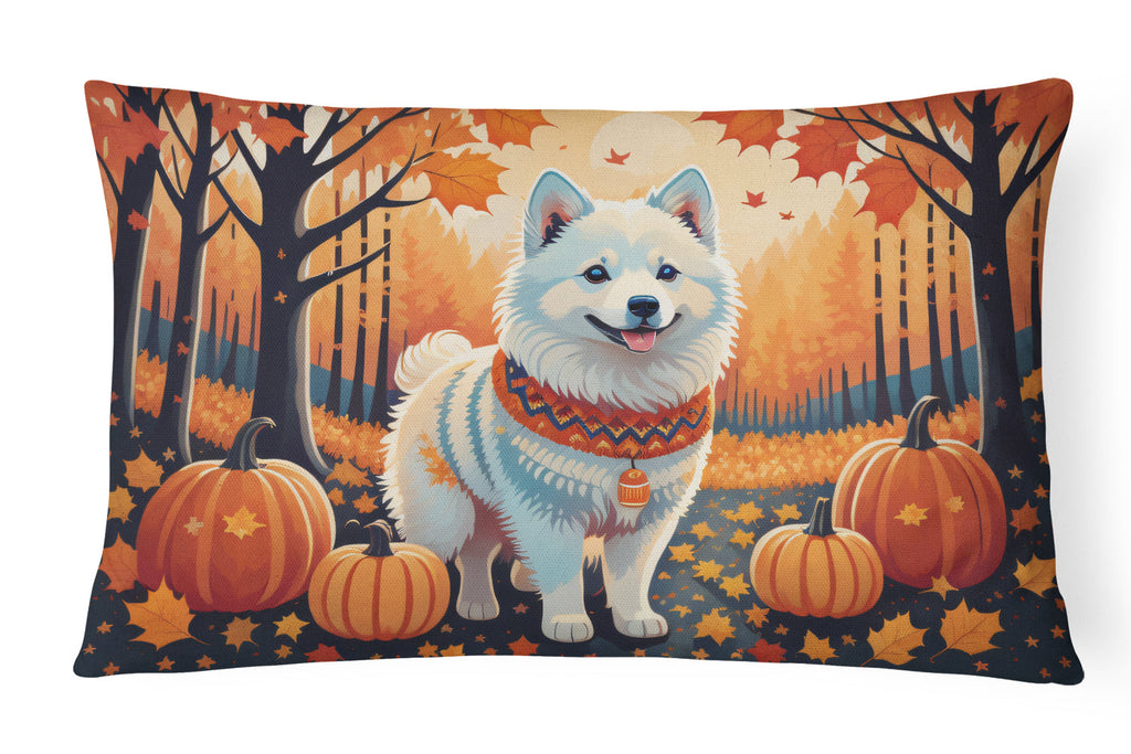 American Eskimo Fall Decorative Throw Pillow 12x16 Indoor Outdoor Accent Cushion, Fabric Cover with Insert for Sofa, Bed, Porch & Living Room