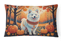 American Eskimo Fall Decorative Throw Pillow 12x16 Indoor Outdoor Accent Cushion, Fabric Cover with Insert for Sofa, Bed, Porch & Living Room