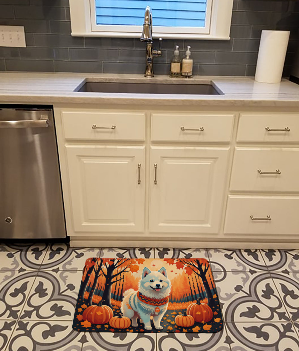 American Eskimo Fall Memory Foam Kitchen Mat Machine Washable Anti-Fatigue Cushion Comfort Bath or Kitchen Rug