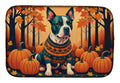 Pit Bull Terrier Fall Dish Drying Mat Absorbent Dish Drying Mat Pad for Kitchen Counter Dish Drainer Mat for Countertop, 14 x 21", Multicolor