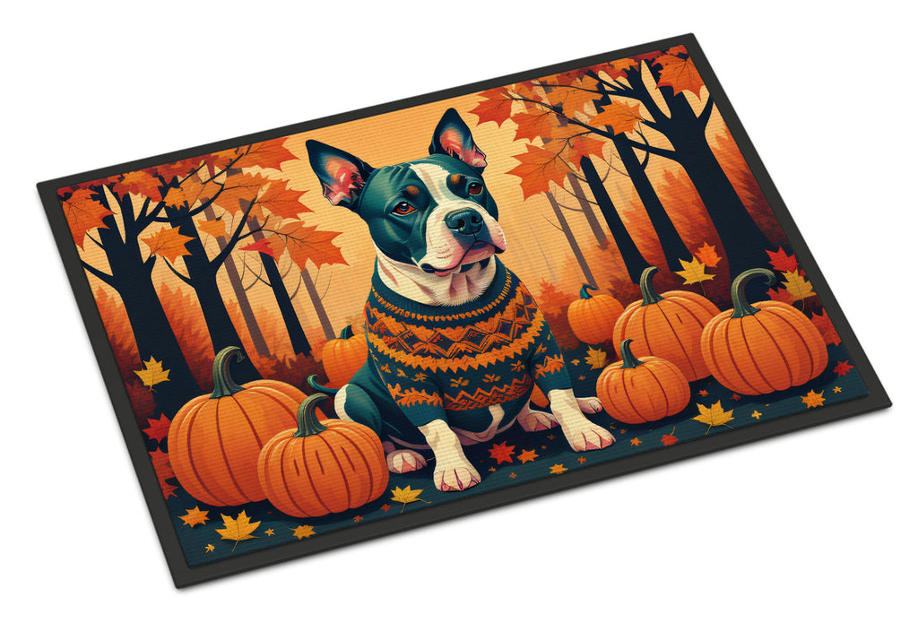 Pit Bull Terrier Fall Doormat Indoor Outdoor 24H X 36W Front Door Mat Rugs for Entryway, Non Slip Washable Low Pile,