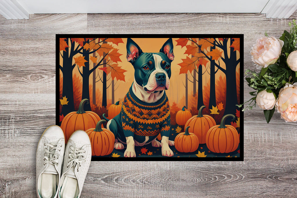 Pit Bull Terrier Fall Doormat Indoor Outdoor 24H X 36W Front Door Mat Rugs for Entryway, Non Slip Washable Low Pile,
