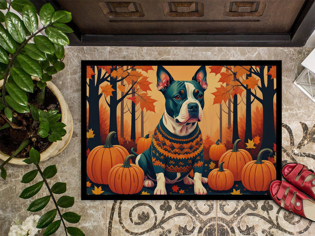 Pit Bull Terrier Fall Doormat Indoor Outdoor 24H X 36W Front Door Mat Rugs for Entryway, Non Slip Washable Low Pile,