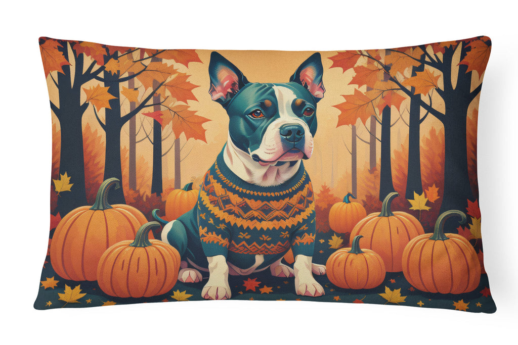 Pit Bull Terrier Fall Decorative Throw Pillow 12x16 Indoor Outdoor Accent Cushion, Fabric Cover with Insert for Sofa, Bed, Porch & Living Room