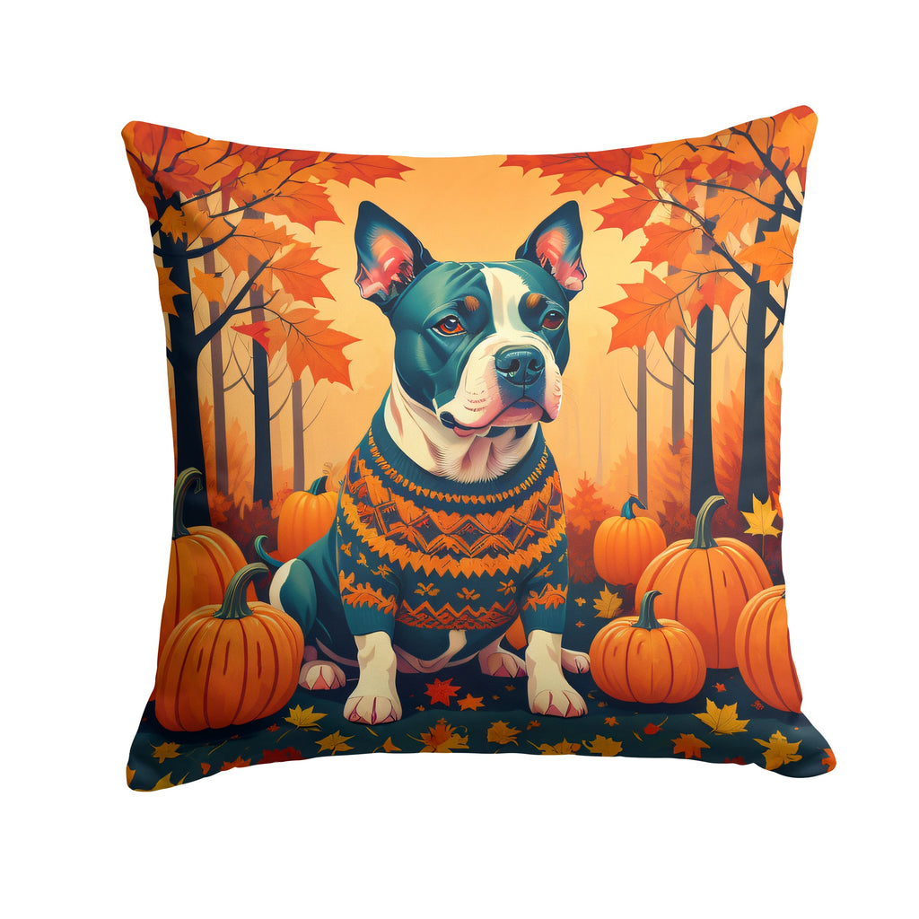 Pit Bull Terrier Fall Decorative Throw Pillow 18x18 Indoor Outdoor Accent Cushion, Fabric Cover with Insert for Sofa, Bed, Porch & Living Room