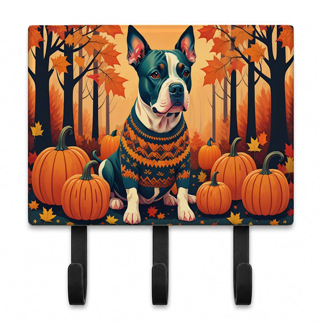 Pit Bull Terrier Fall Leash or Key Holder Wall Hooks, Coat Rack Wall Mount, for Hanging Keys, Towels, Aprons, Leashes