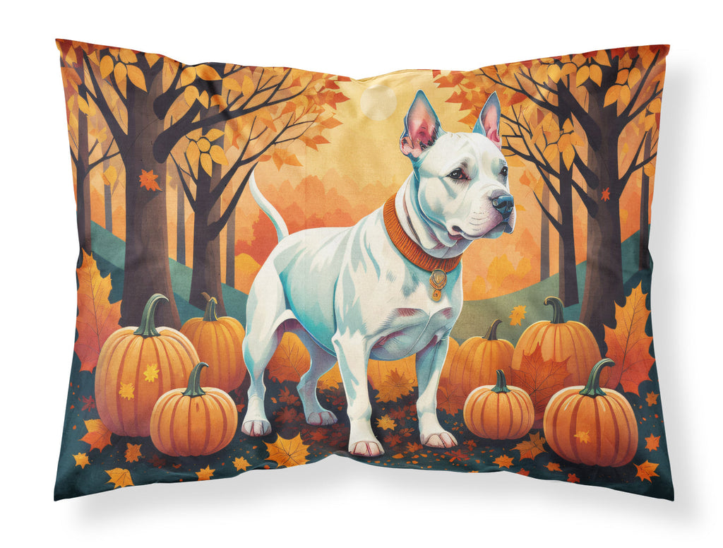 White Pit Bull Terrier Fall Standard Pillowcase Lightweight Super Soft Easy Care Decorative Artwork Pillowcase, Standard