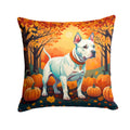 White Pit Bull Terrier Fall Decorative Throw Pillow 18x18 Indoor Outdoor Accent Cushion, Fabric Cover with Insert for Sofa, Bed, Porch & Living Room