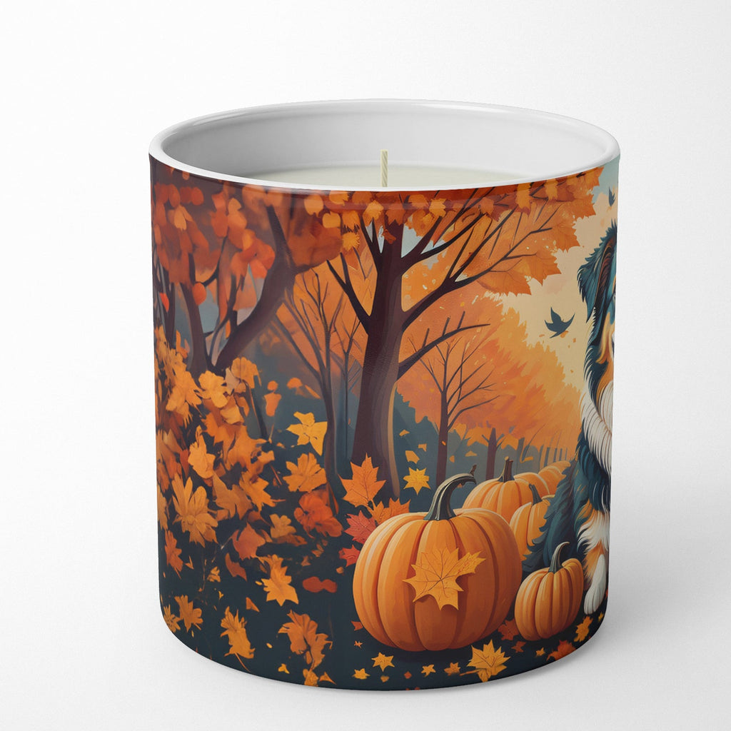 Australian Shepherd Terrier Fall Decorative Soy Candle Nature Soy Wax Essential Oil Home Decor Ideal for Bedroom Kitchen Bath Office Gift, 10 oz