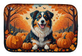 Australian Shepherd Terrier Fall Dish Drying Mat Absorbent Dish Drying Mat Pad for Kitchen Counter Dish Drainer Mat for Countertop, 14 x 21", Multicolor