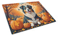 Australian Shepherd Terrier Fall Cutting Board Tempered Glass Kitchen Cutting Surface, Heat Resistant Chopping, Non-Slip Feet, Food Prep & Serving