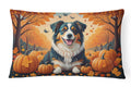 Australian Shepherd Terrier Fall Decorative Throw Pillow 12x16 Indoor Outdoor Accent Cushion, Fabric Cover with Insert for Sofa, Bed, Porch & Living Room