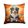 Australian Shepherd Terrier Fall Decorative Throw Pillow 18x18 Indoor Outdoor Accent Cushion, Fabric Cover with Insert for Sofa, Bed, Porch & Living Room
